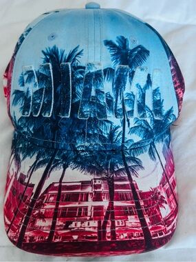 Miami Palm Snapback - Blue & Pink